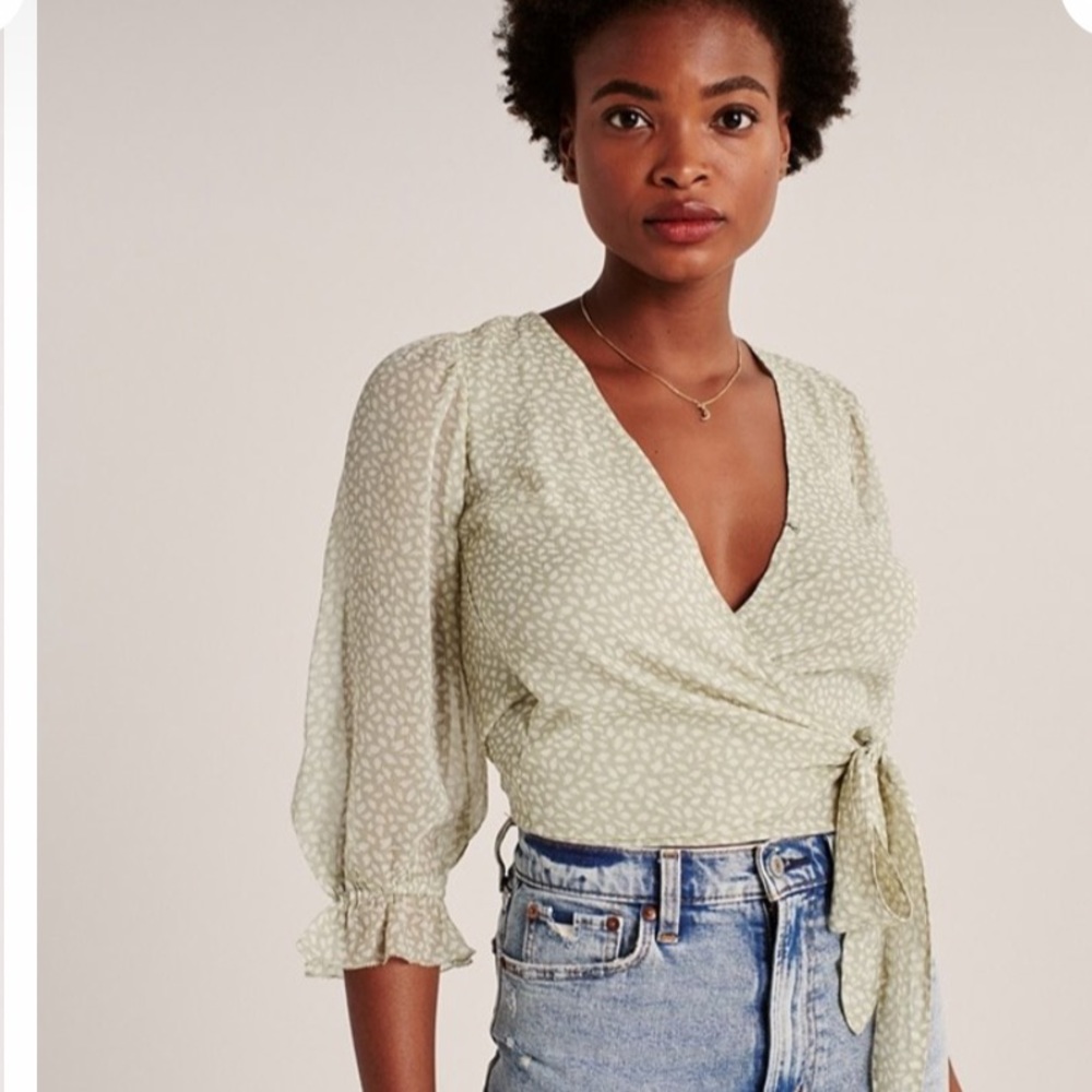 NWT! Long-Sleeve Chiffon Wrap Blouse